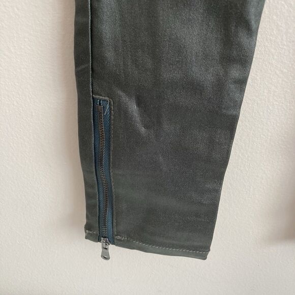 Long Tall Sally Black Faux Leather Stretch Pants Womens Size 10 Zipper Ankles - Picture 6 of 10